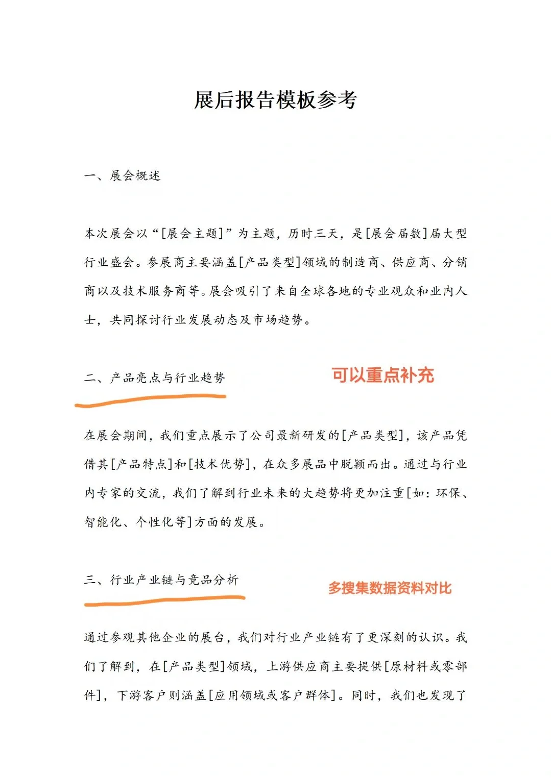 别催了参展报告模板给大家整出来了！