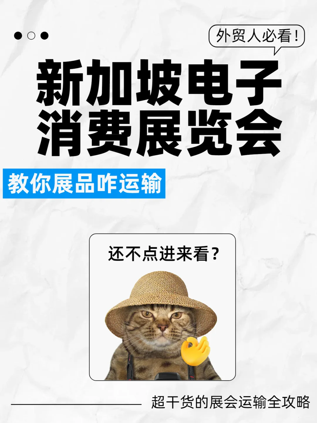 新加坡消费电子展览会展品咋运输❓全攻略❗️