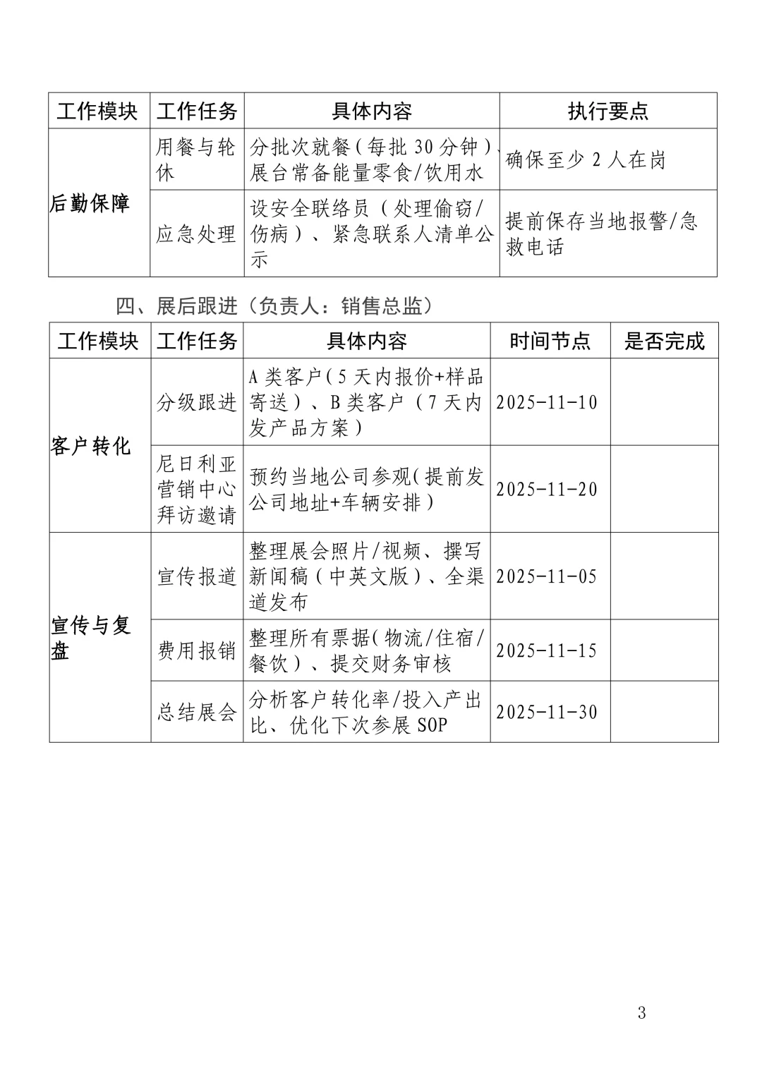 海外展会工作流程清单，要去尼日利亚啦~