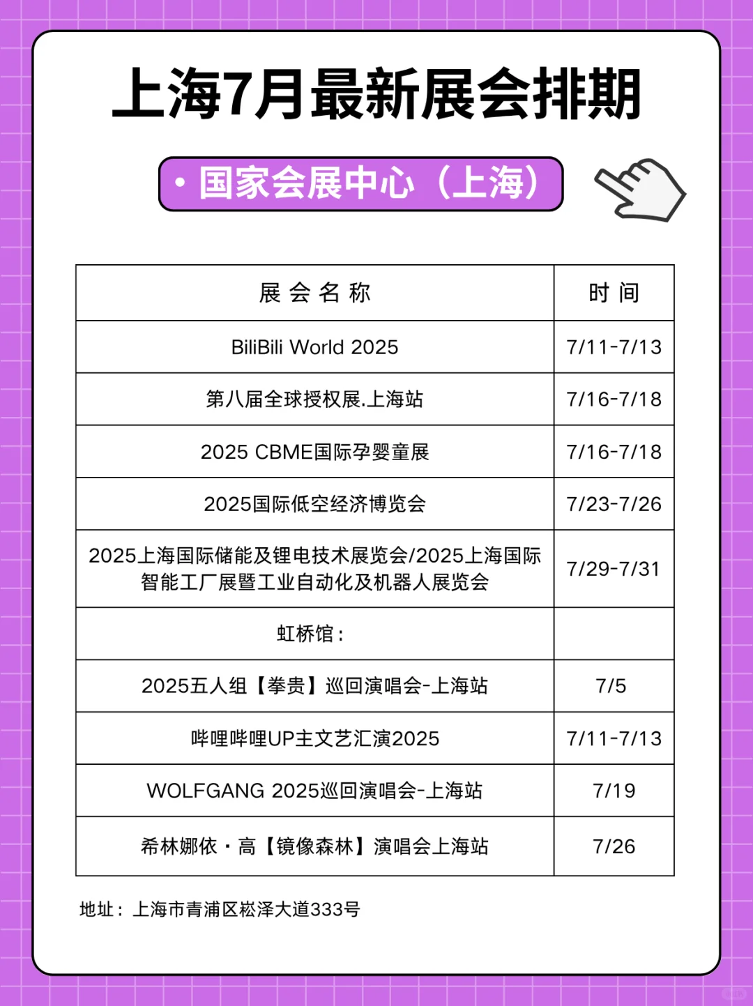 上海7月最新展会排期⭐️按展馆整理