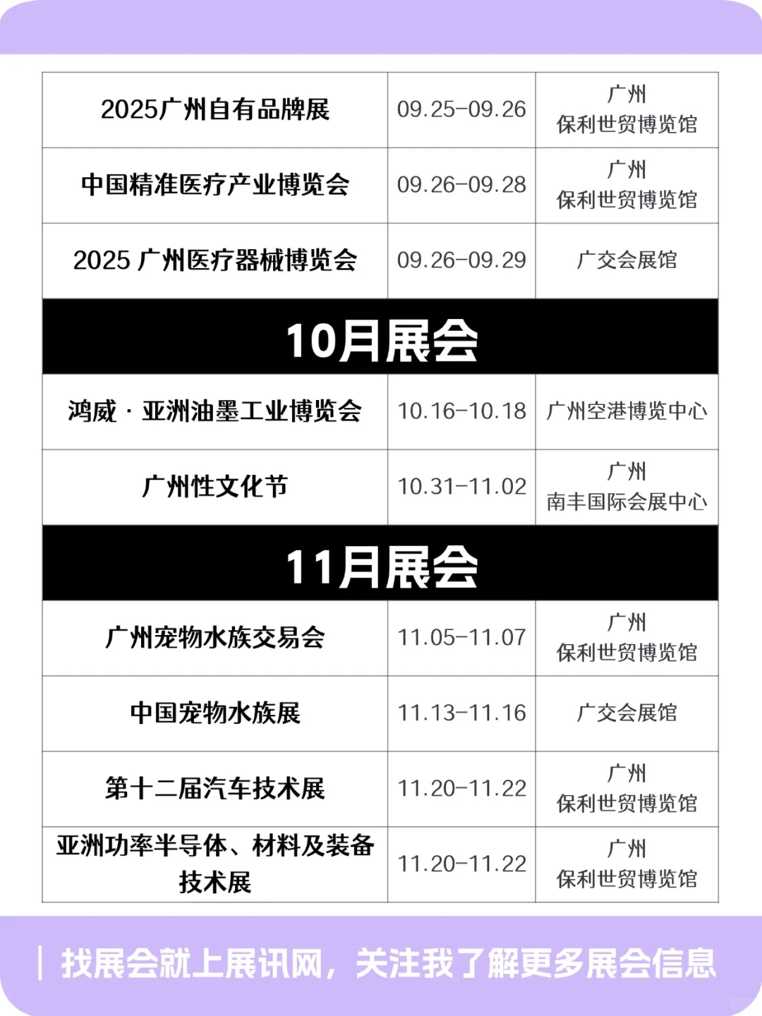 广州展会｜2025下半年展会排期～