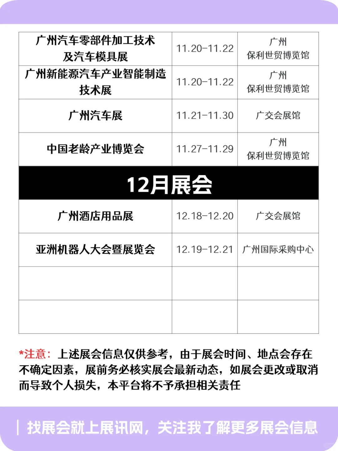 广州展会｜2025下半年展会排期～