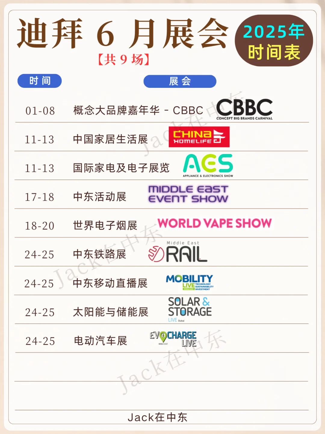 迪拜展会 世贸中心2025年6月展会时间表