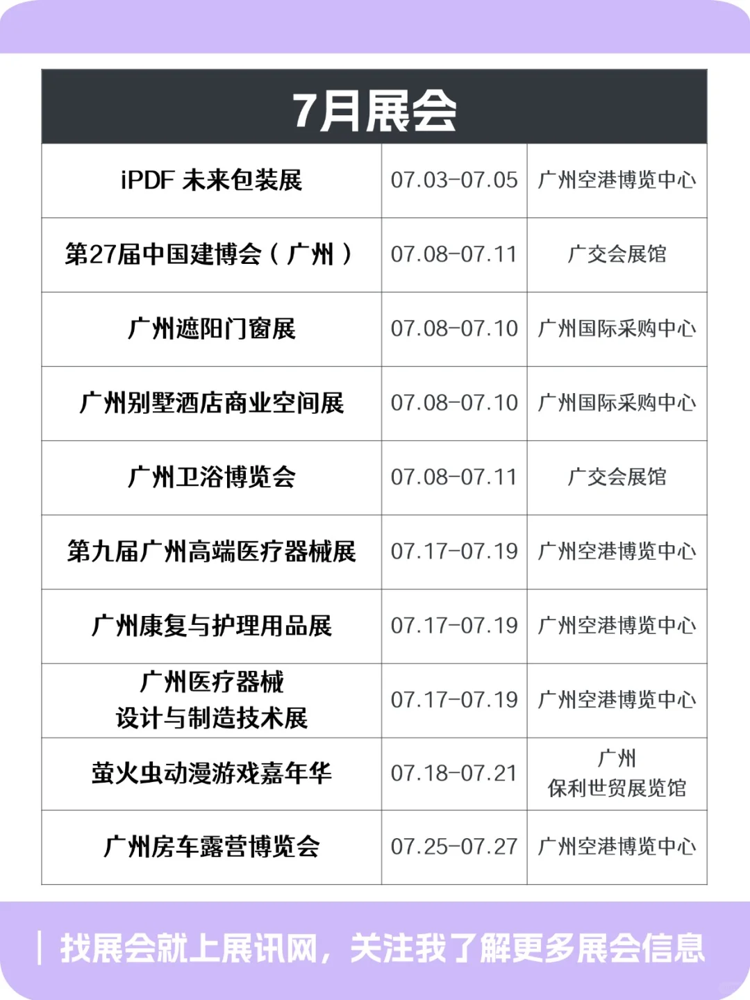 广州展会｜2025下半年展会排期～