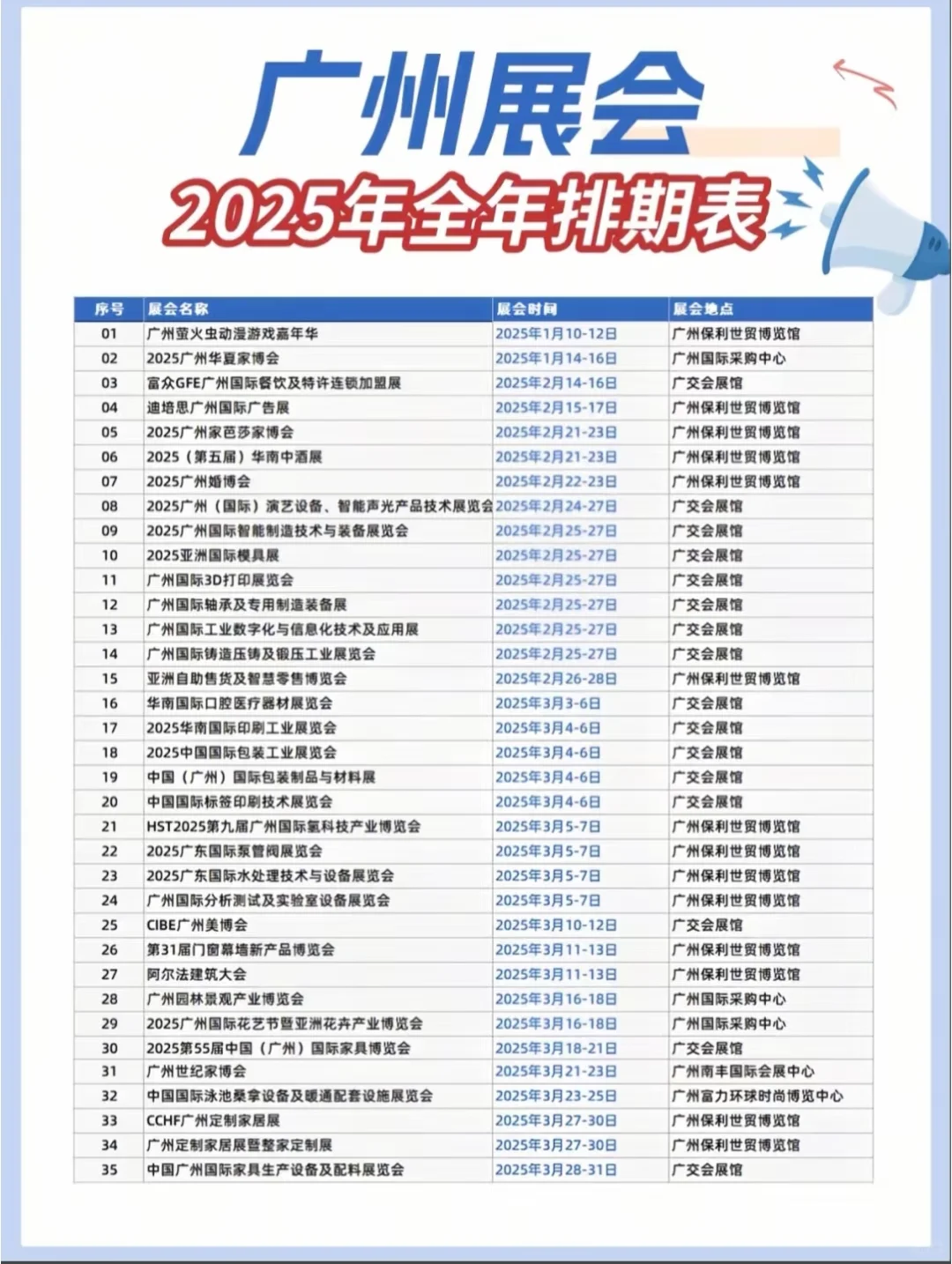 2025准备参展的注意广州展会排期表大全来了