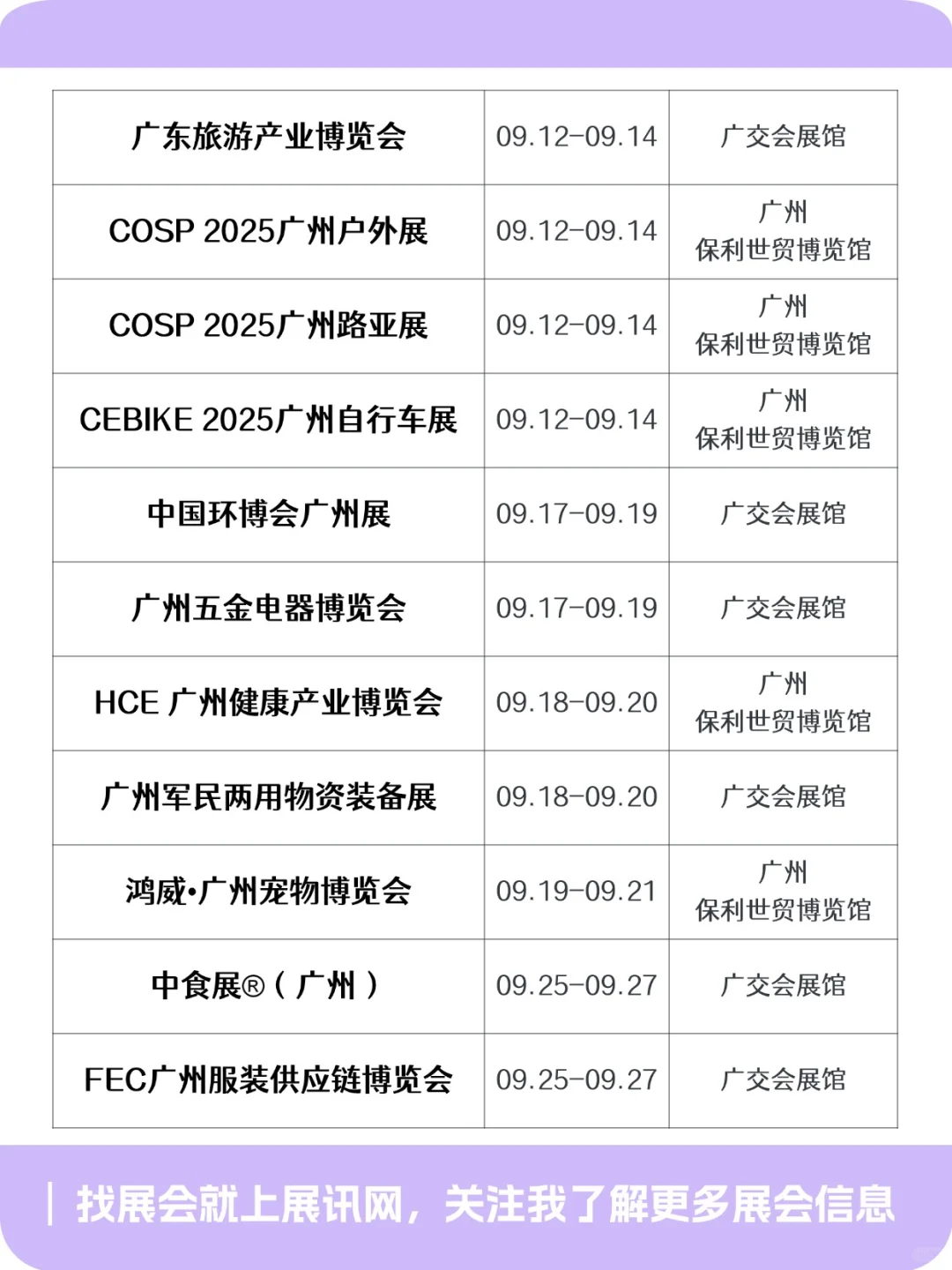 广州展会｜2025下半年展会排期～