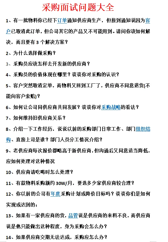 一下午面了三个采购经理，全是菜鸟！！！