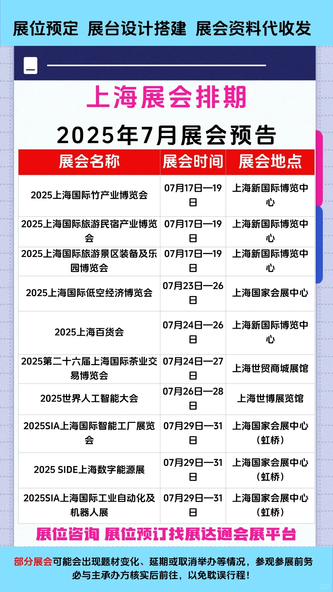 ?2025年上海展会排期表?上海展会推荐