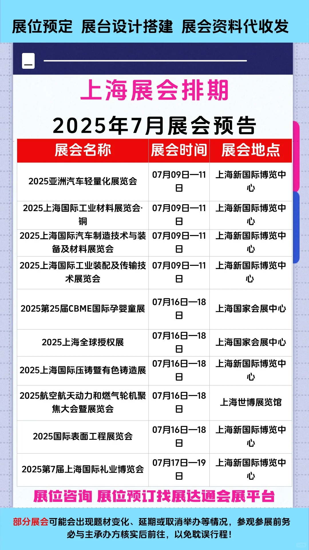 ?2025年上海展会排期表?上海展会推荐