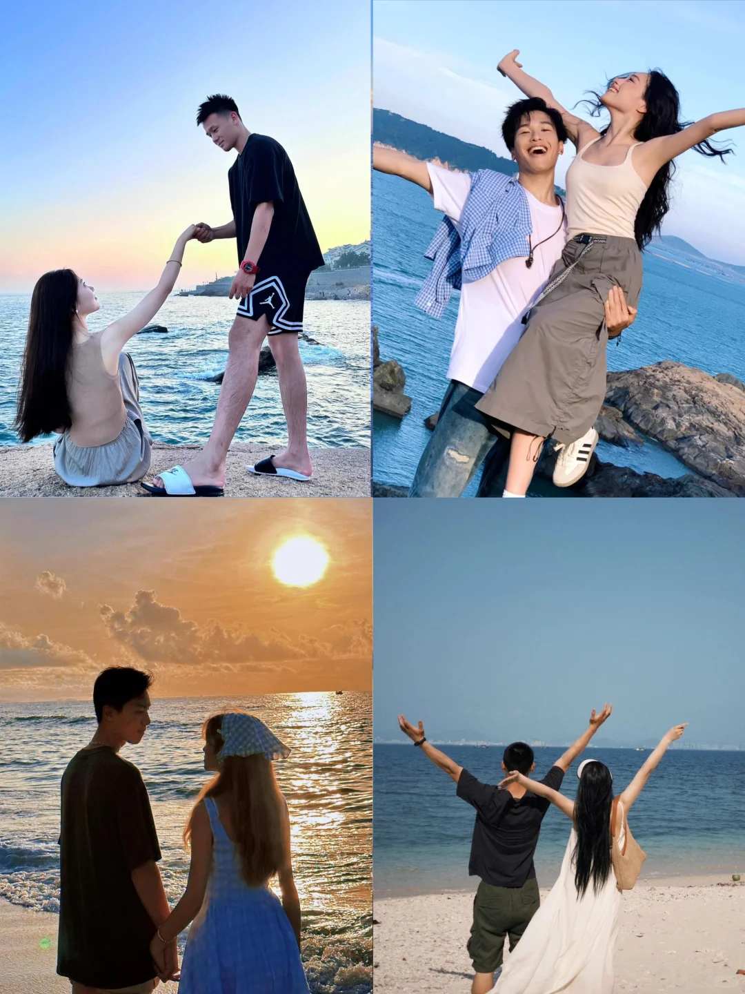 新的情侣海边拍照姿势来了哦！?