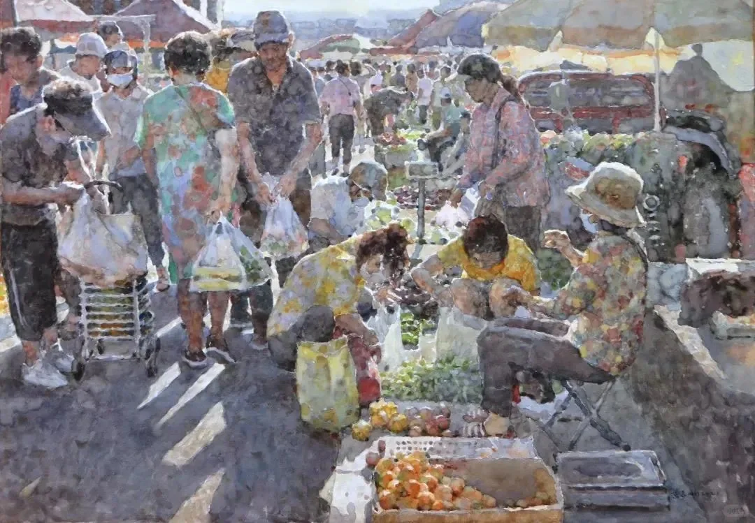 黄志刚水彩画·集市