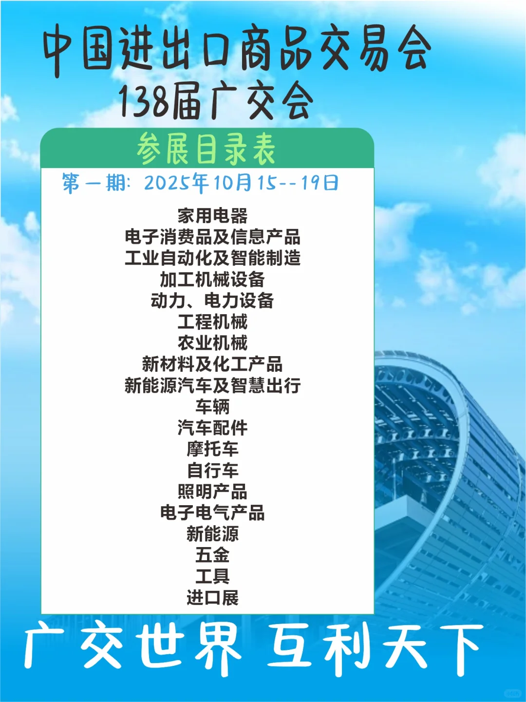 2025年秋季第138届广交会时间表