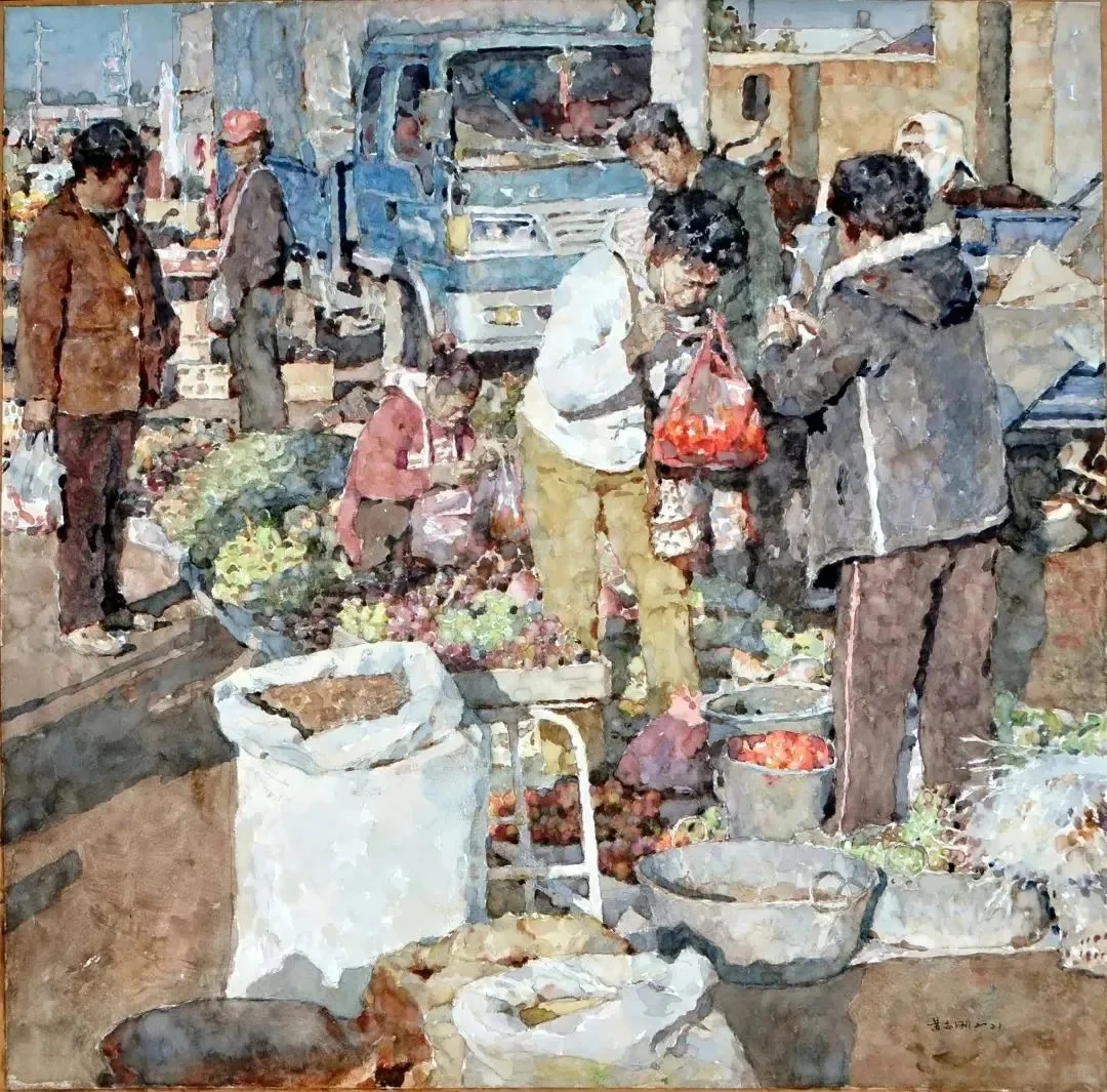 黄志刚水彩画·集市