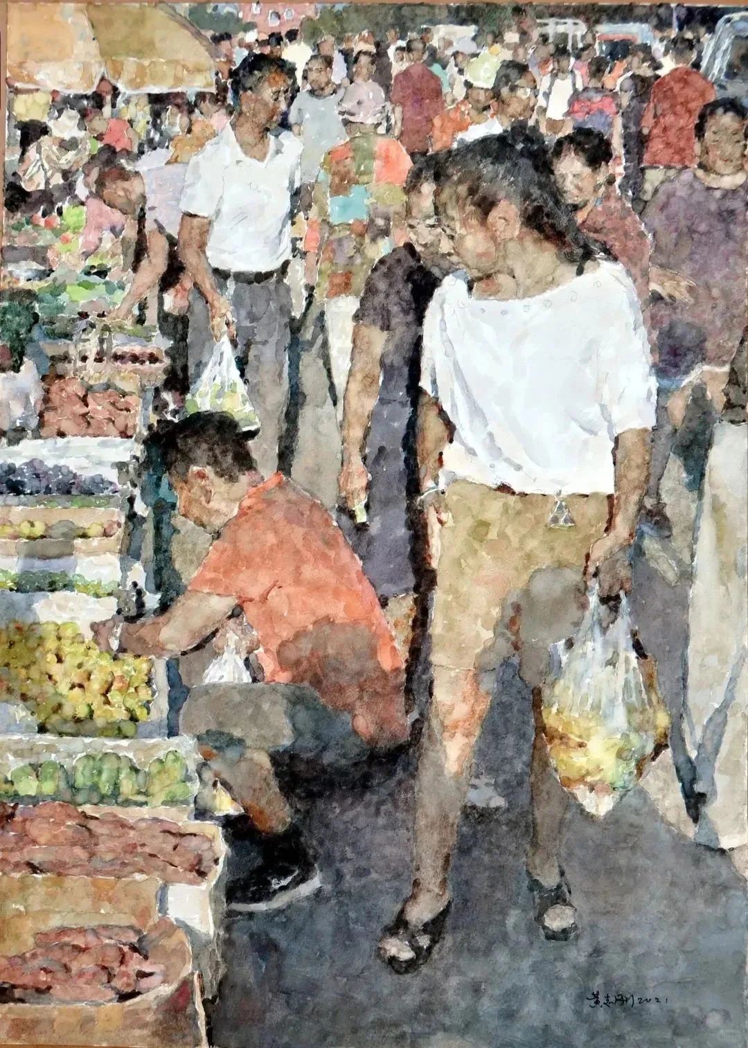 黄志刚水彩画·集市