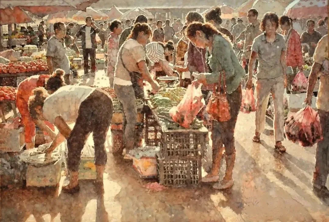 黄志刚水彩画·集市