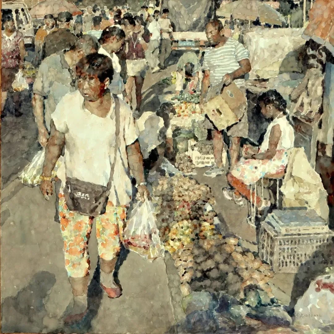 黄志刚水彩画·集市