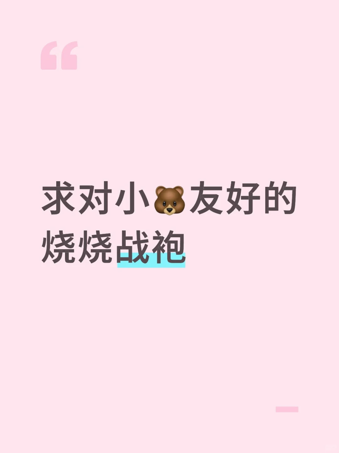 求对小?友好的烧烧战袍