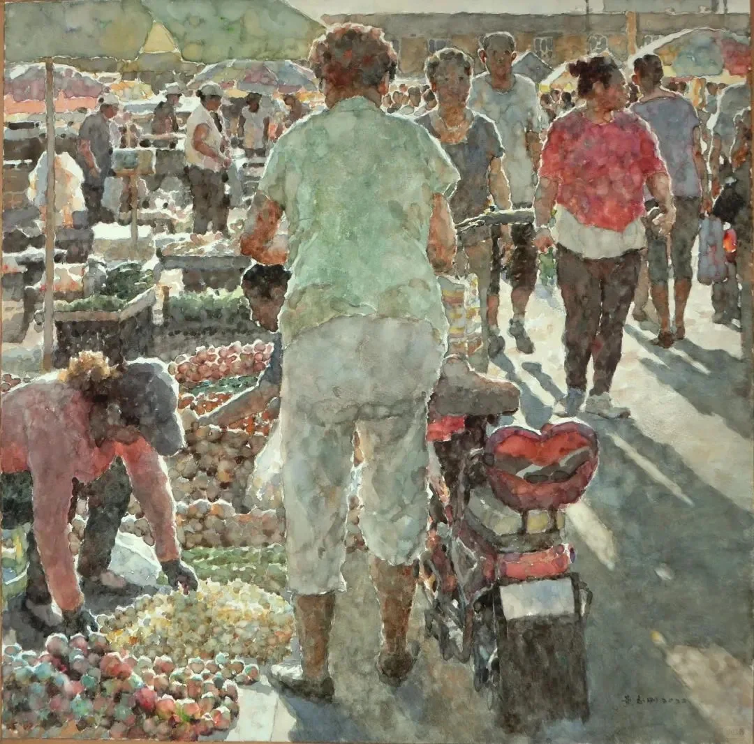 黄志刚水彩画·集市