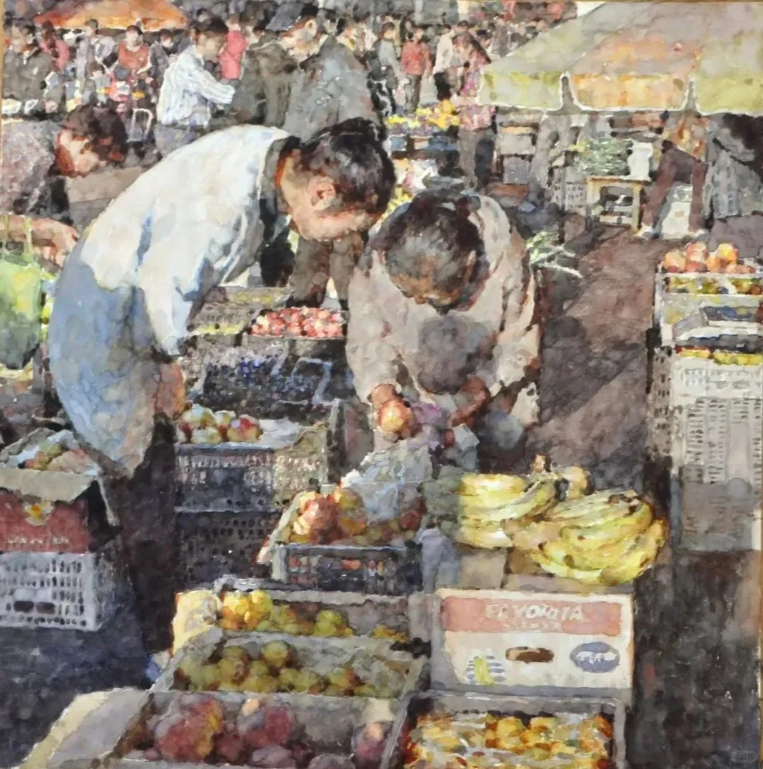 黄志刚水彩画·集市
