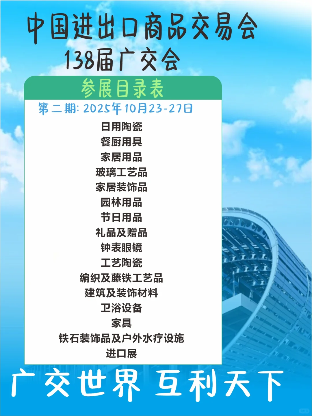 2025年秋季第138届广交会时间表