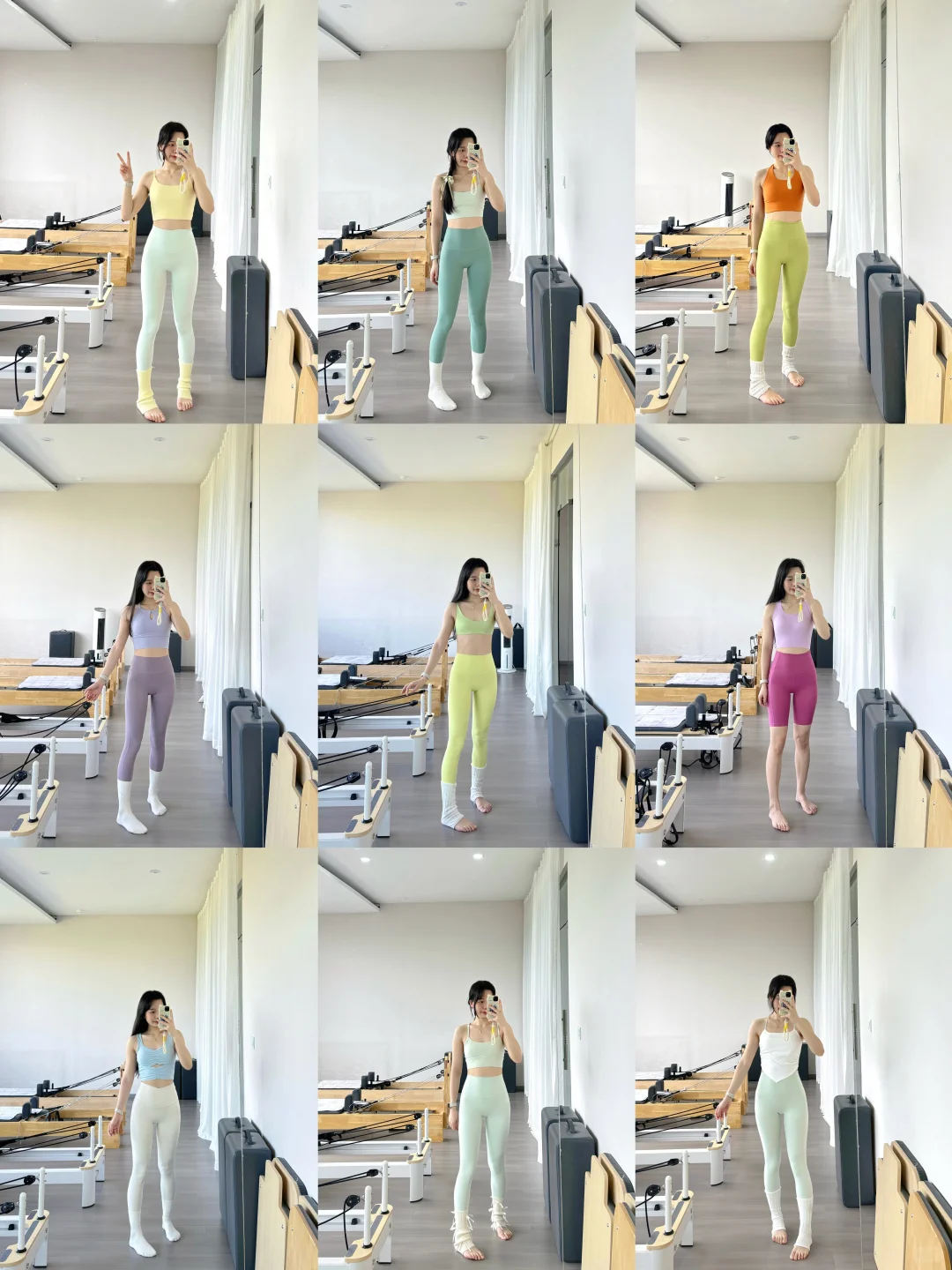 把色彩穿上身的瑜伽女孩九宫格?
