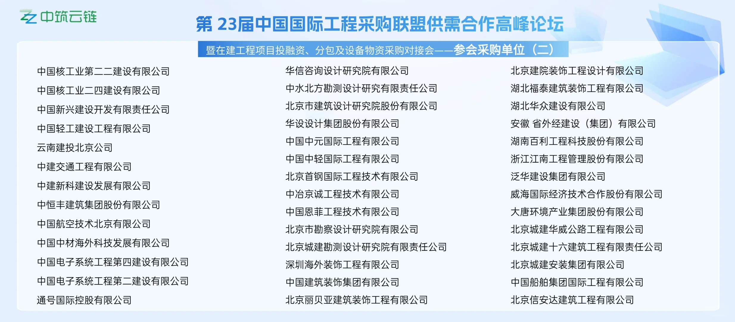 第 23届中国国际工程采购联盟供需合作高峰论