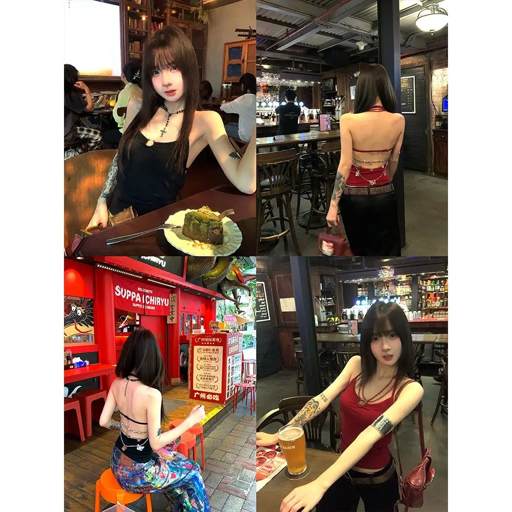 【夏日辣妹必备】红色草莓挂脖吊带背⚡️