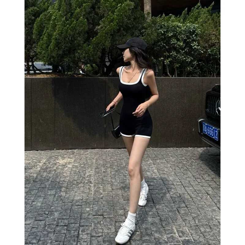 可拆卸胸垫吊带连体短裤✨夏日辣妹出街神器