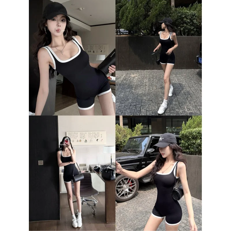 可拆卸胸垫吊带连体短裤✨夏日辣妹出街神器