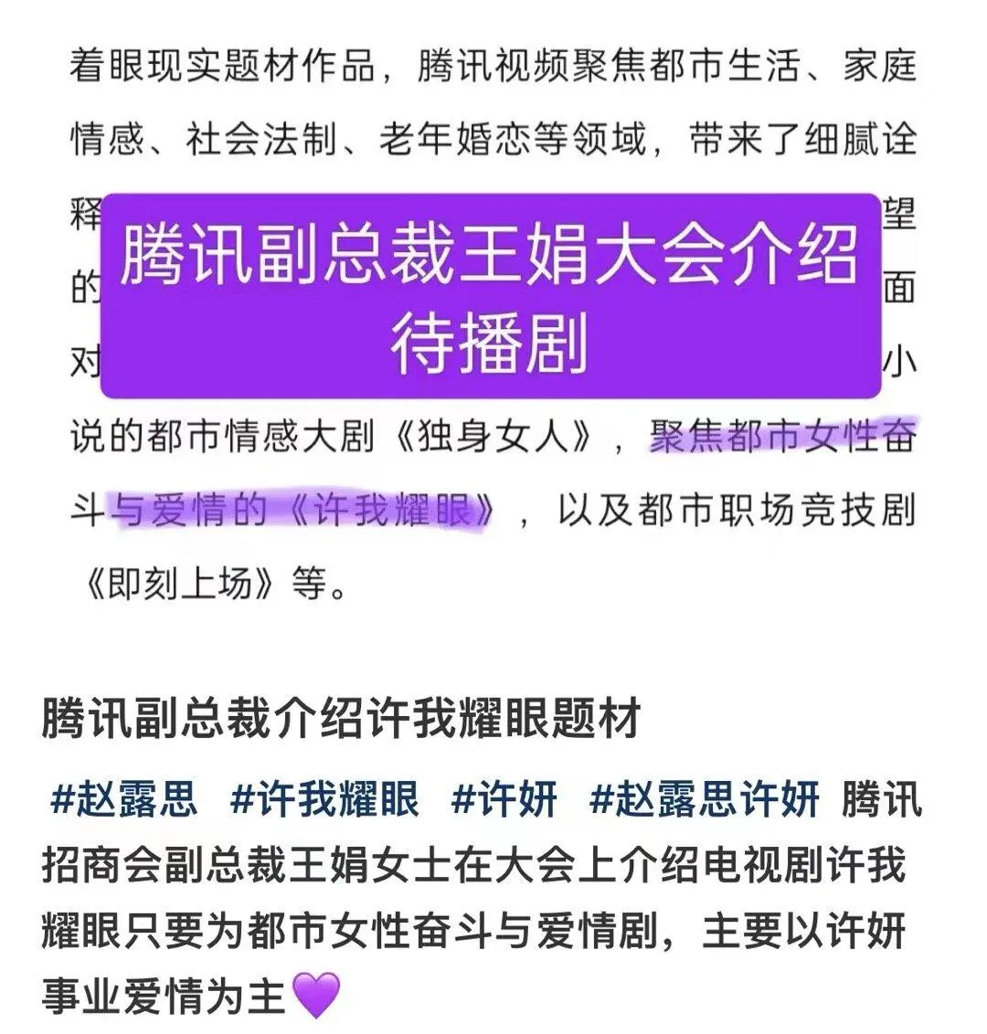 腾讯招商会副总裁在大会上介绍待播电视剧