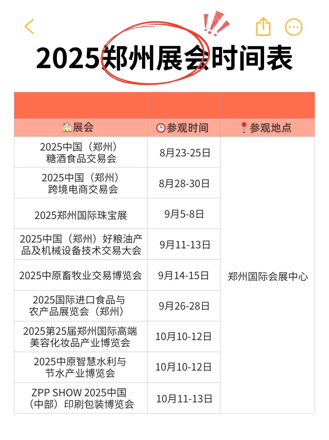 【最新版】2025下半年郑州展会预告排期表