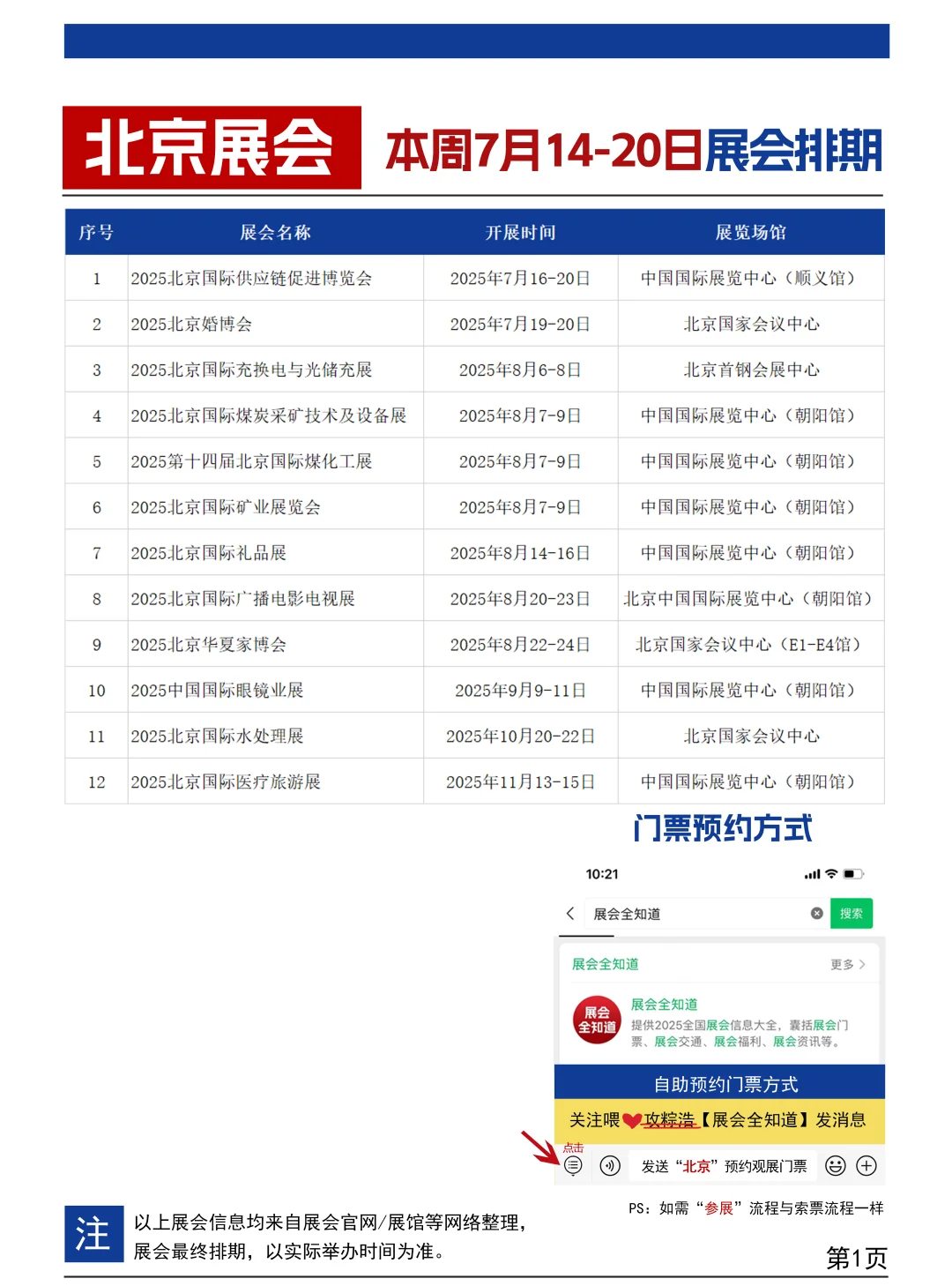 【本周7月14-20日】北京展会2025时间表