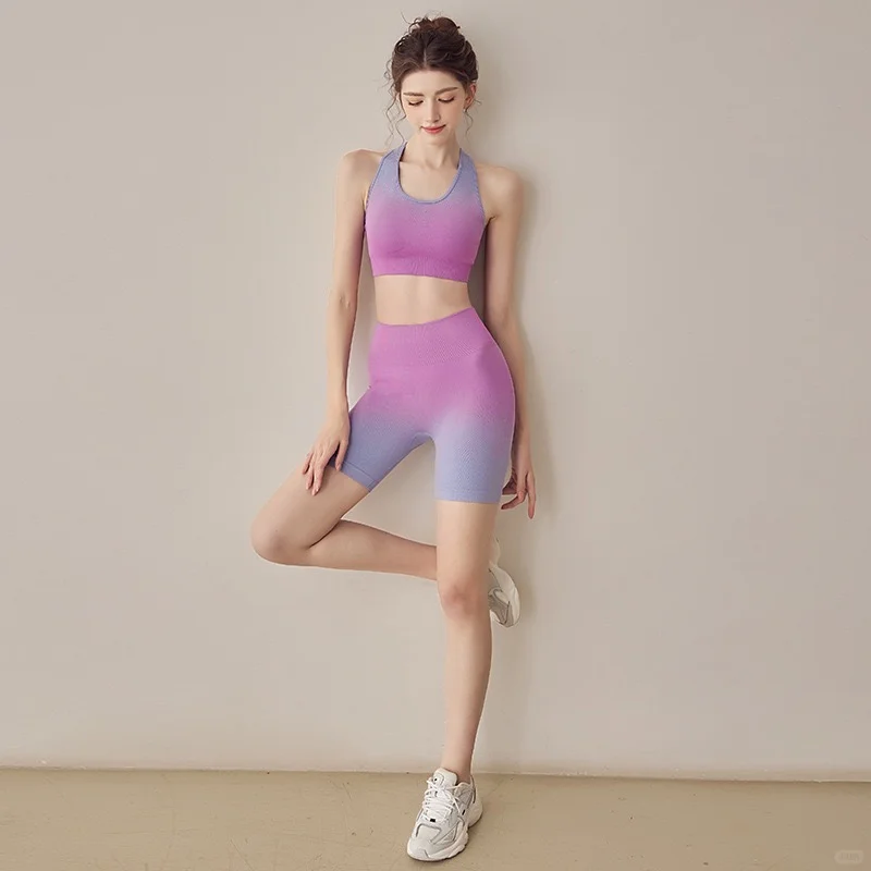 多巴胺色 瑜伽服 渐变色瑜伽服