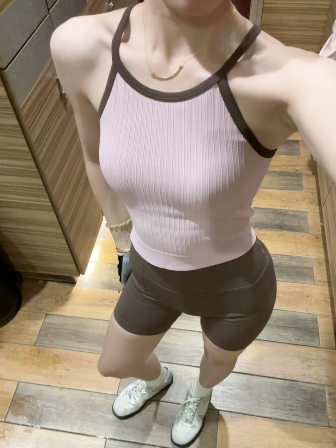 打卡健身100天（28/100）粉咖色系穿搭 附?版