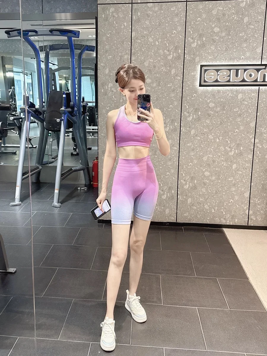 多巴胺色 瑜伽服 渐变色瑜伽服