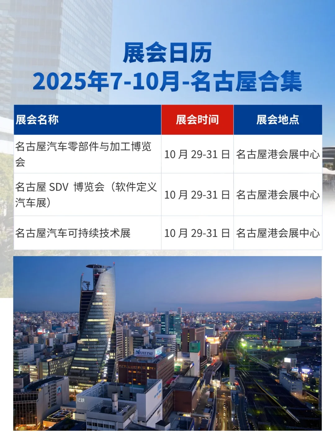 展会预告|2025年7-10月名古屋展会
