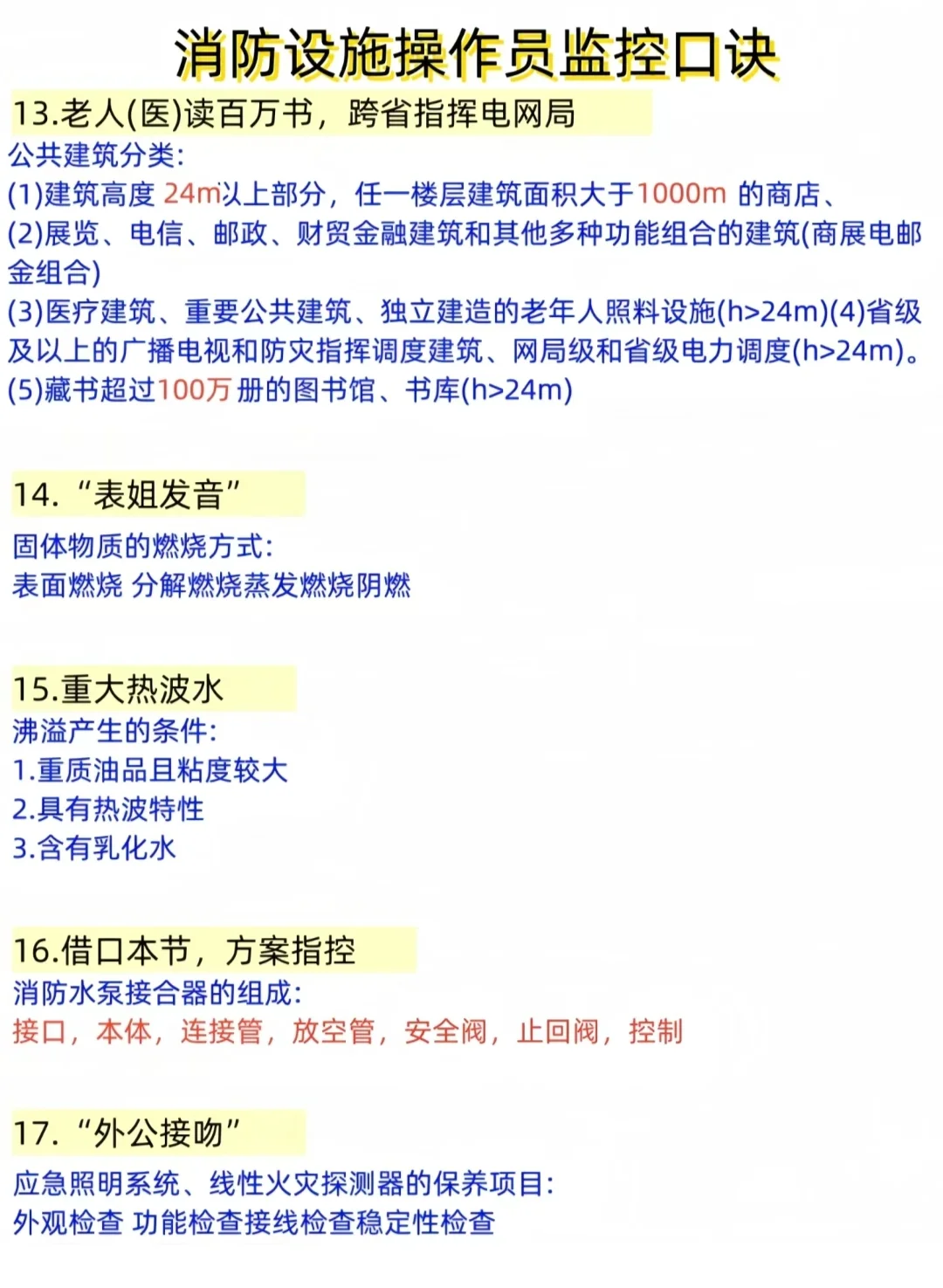消防设施操作员中级，知识点汇总✌