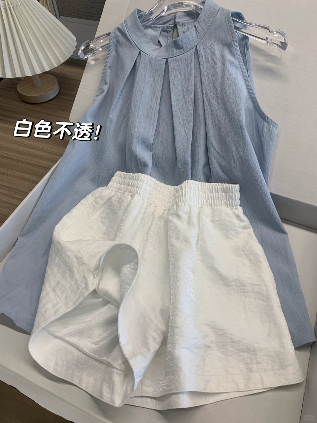 细节实拍！白色短裤也太百搭了！一套好清爽！