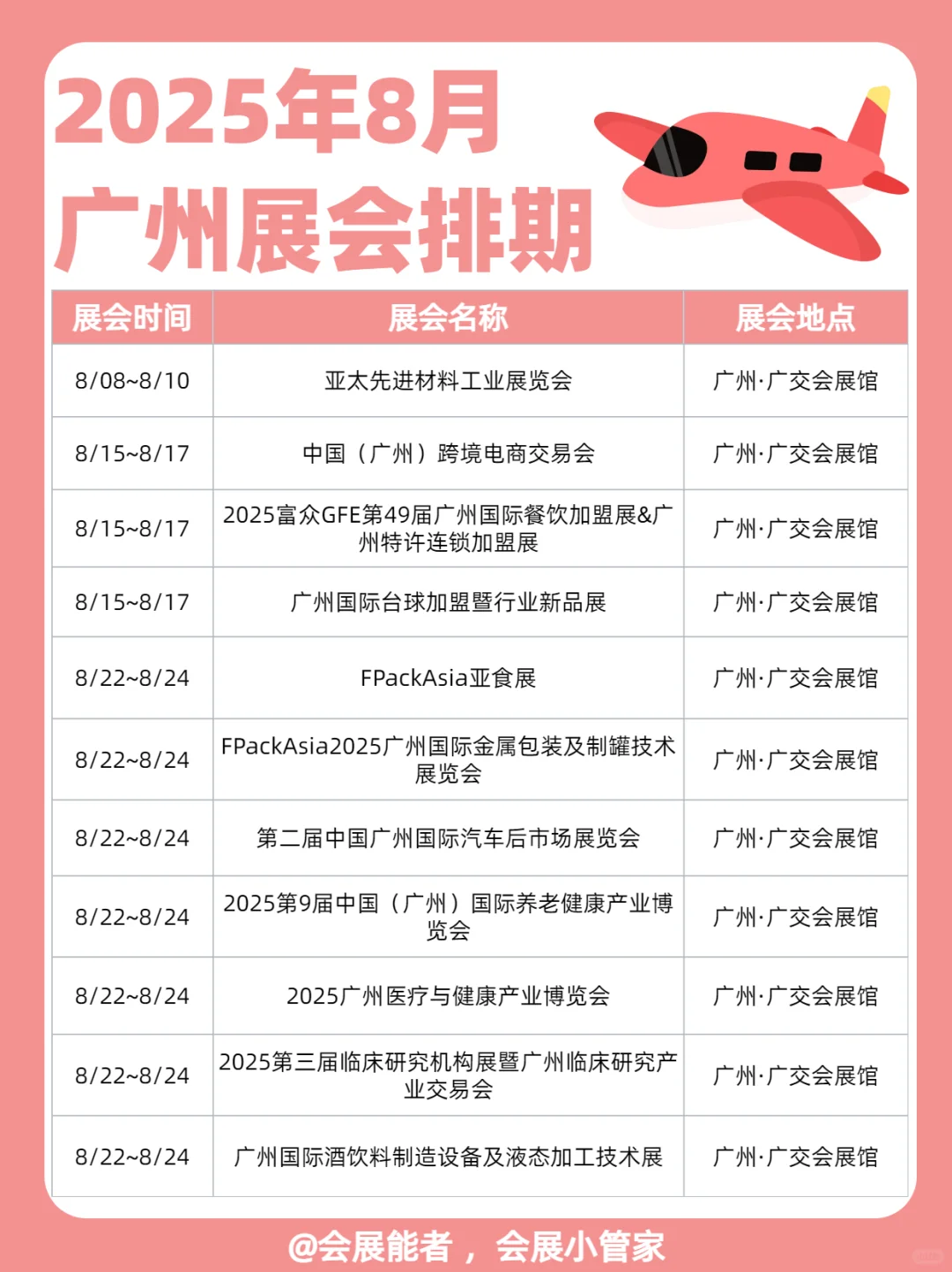 8月广州展会排期来啦！