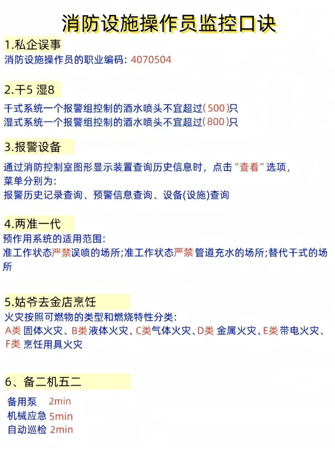 消防设施操作员中级，知识点汇总✌