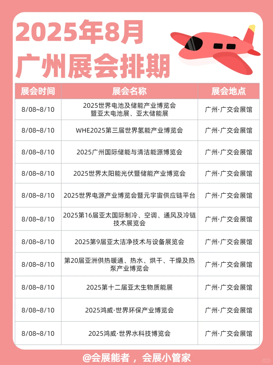 8月广州展会排期来啦！