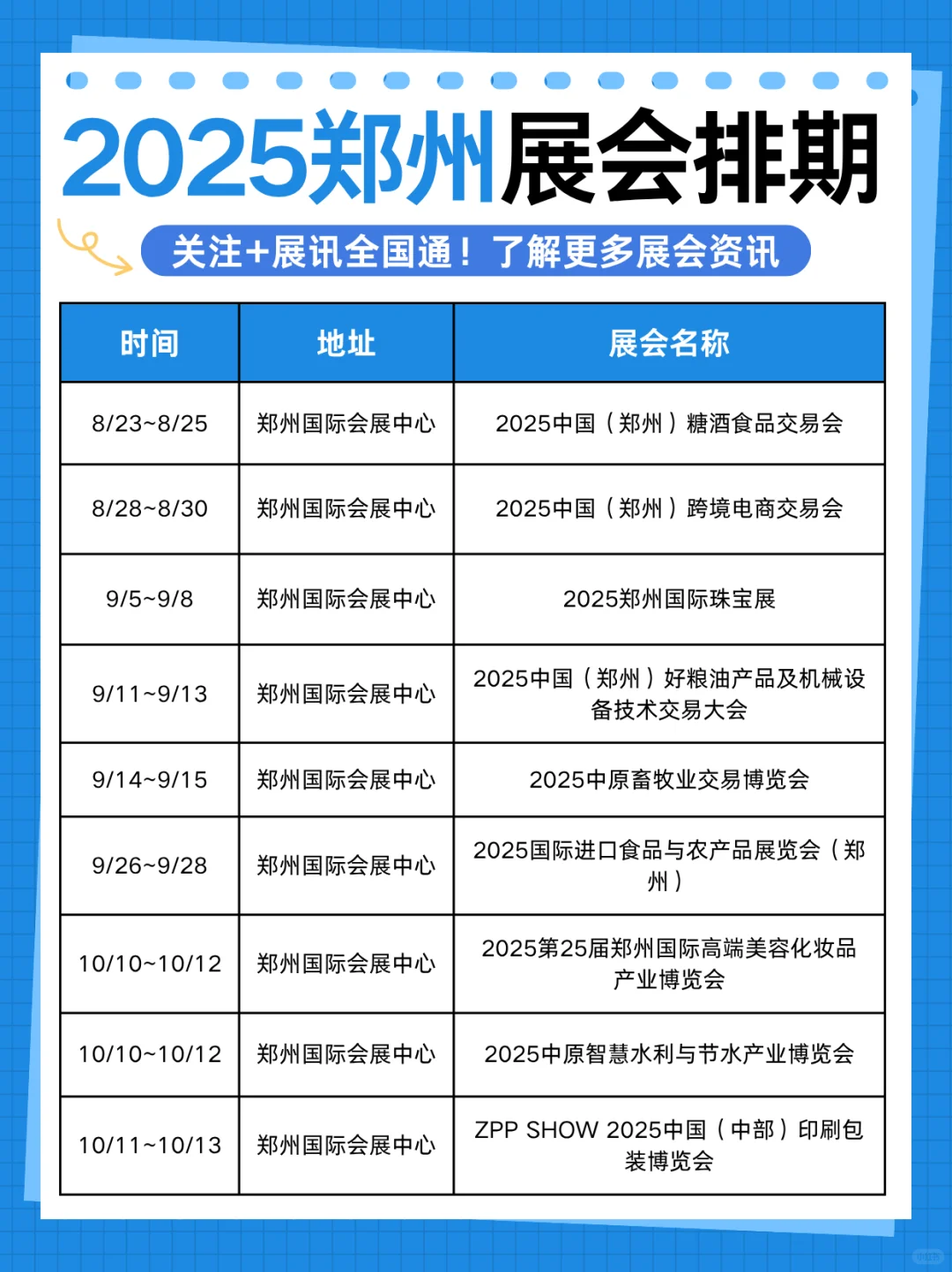 注意啦！2025郑州展会排期新鲜出炉?