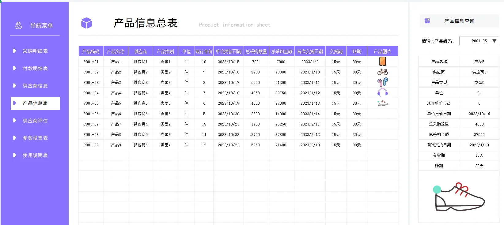 超实用的采购明细，直接套用