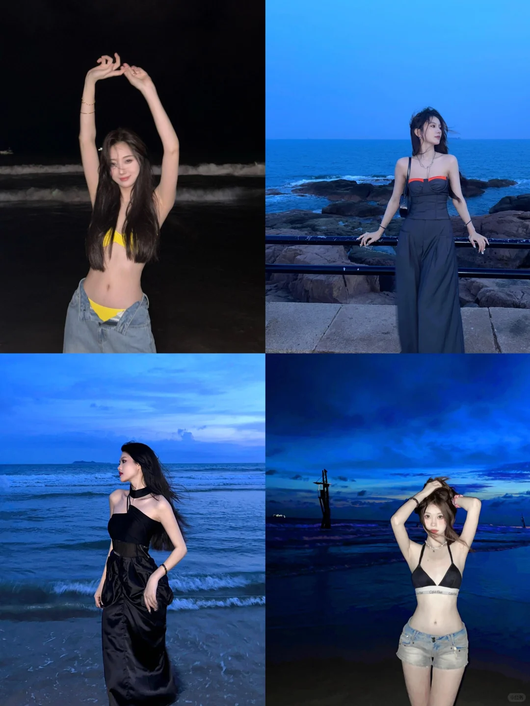 存！海边氛围感夜景?拍照姿势！