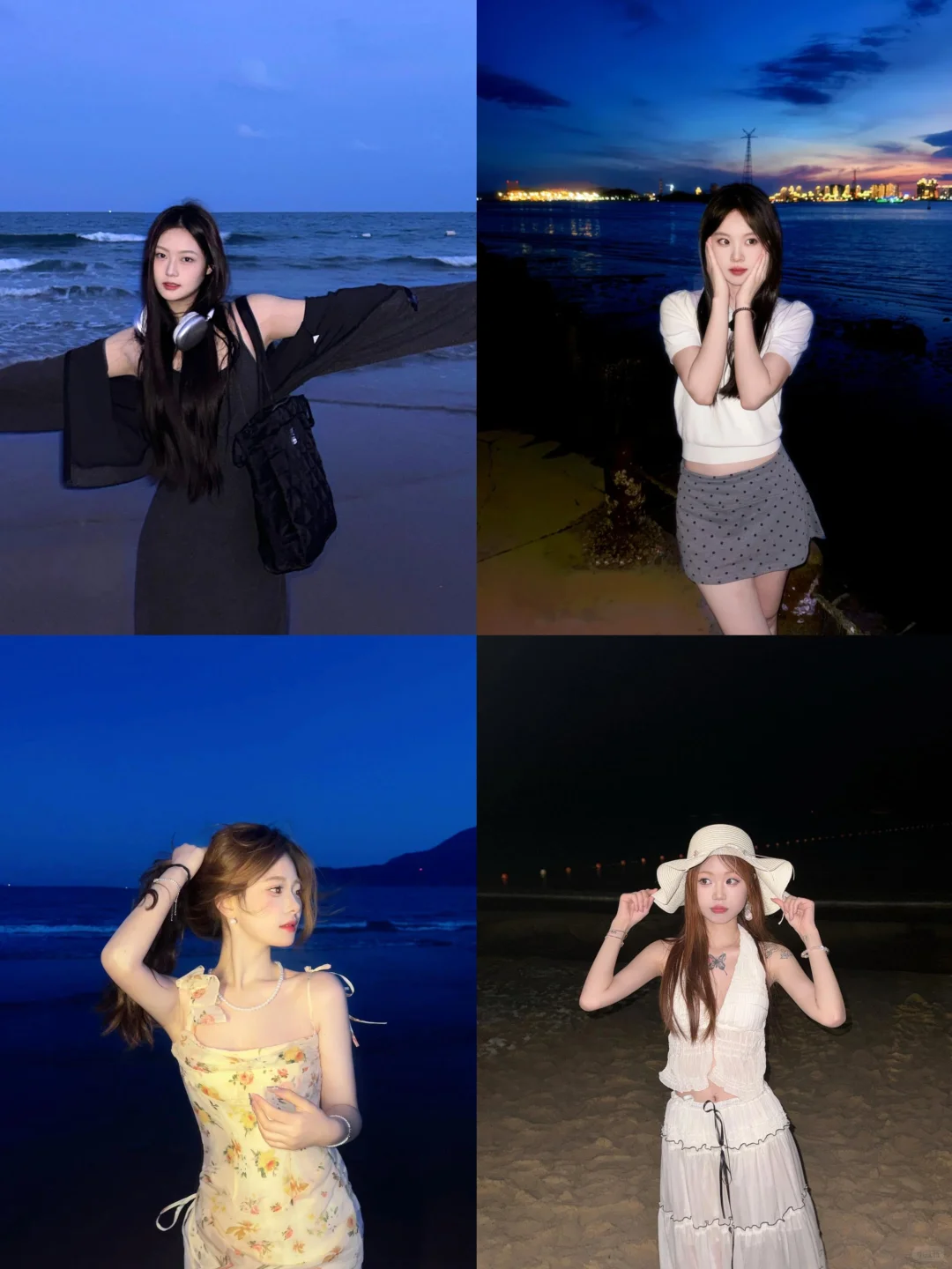 存！海边氛围感夜景?拍照姿势！