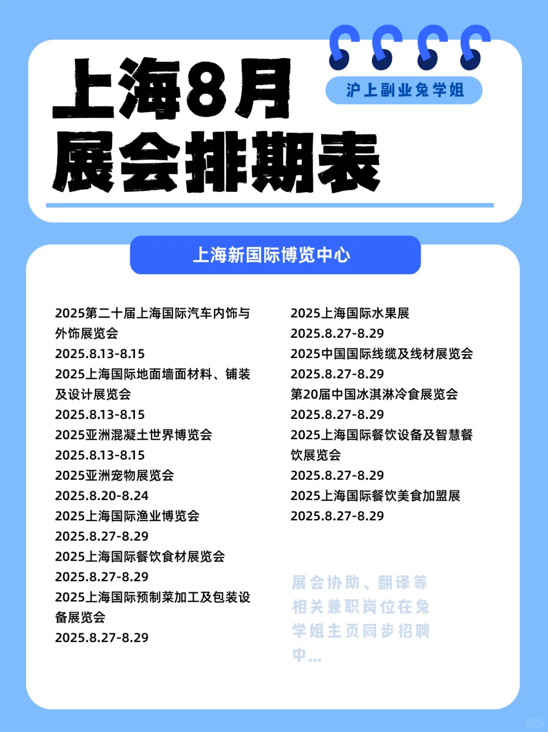 上海7月 21-27 展会预告❗️附带 8 月抢先看
