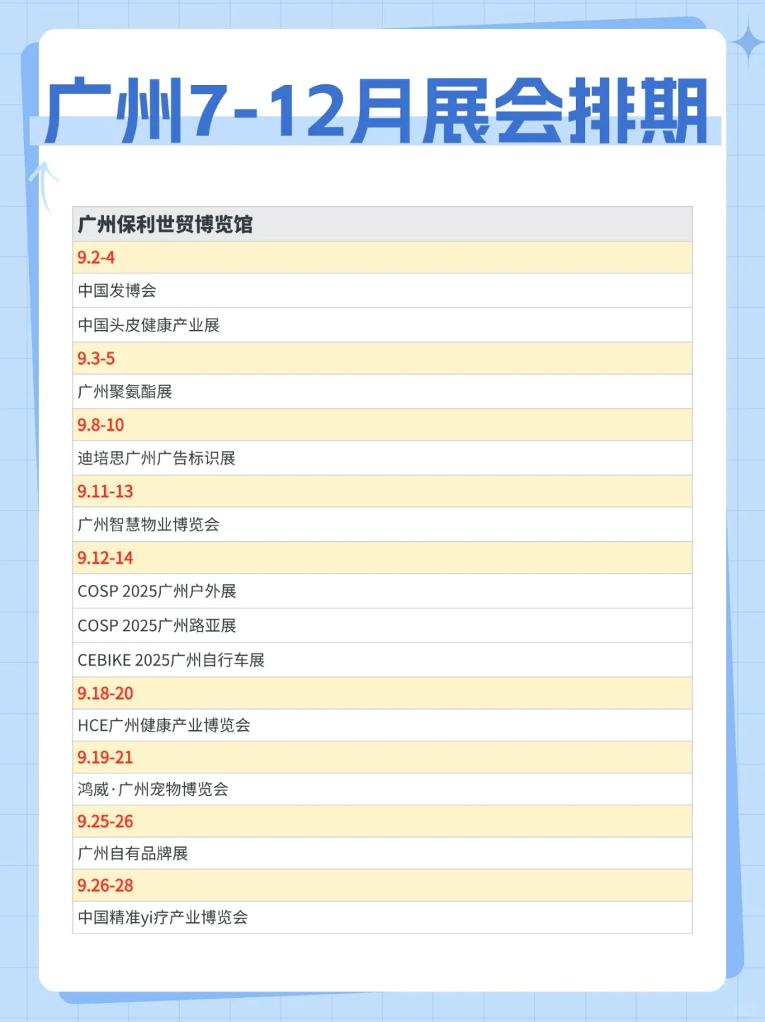 广州下半年【7-12月】展会排期时间表✅