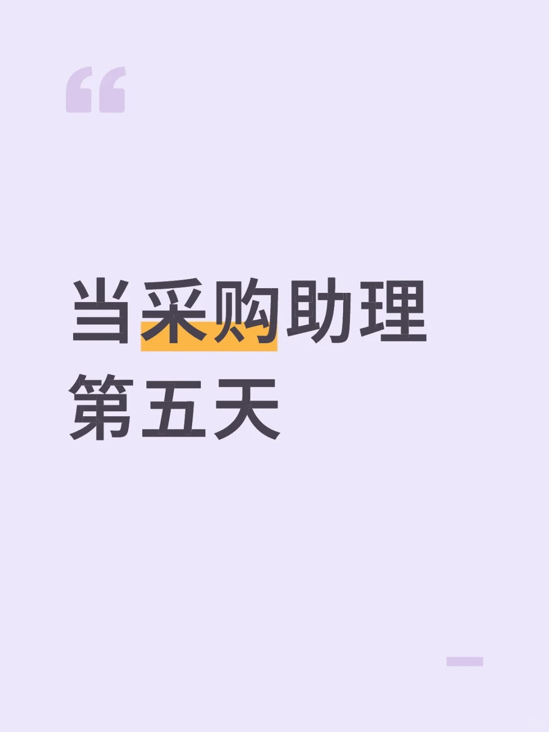 当采购助理第五天
