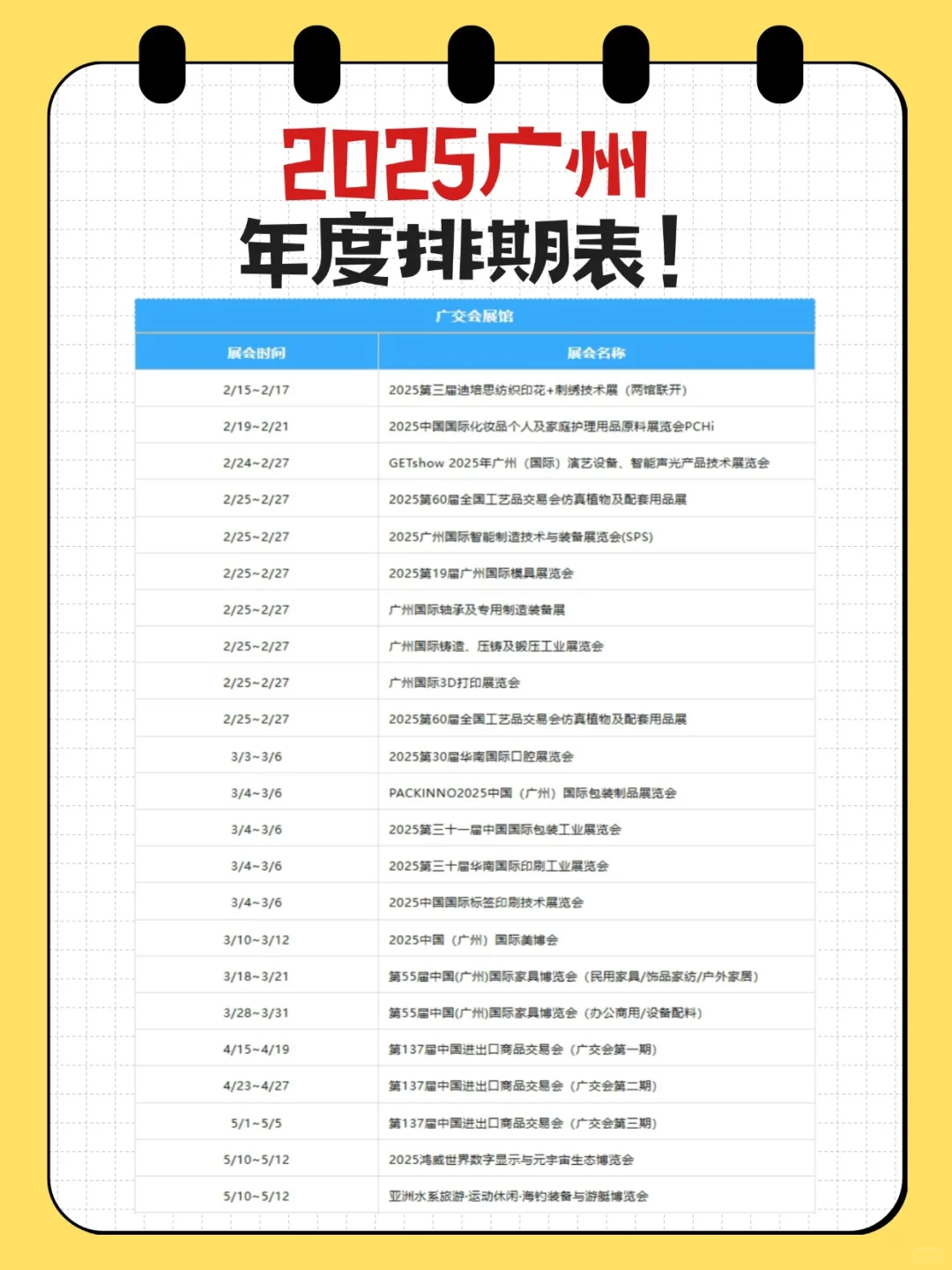 最新，2025广州展会年度排期表出炉