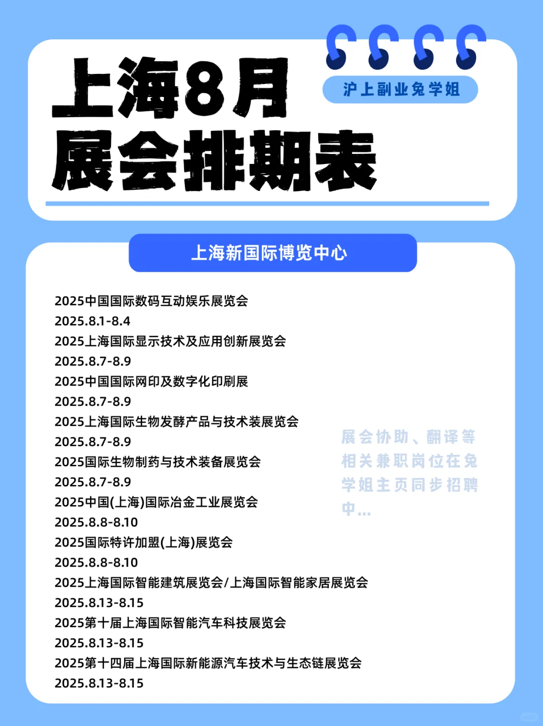 上海7月 21-27 展会预告❗️附带 8 月抢先看